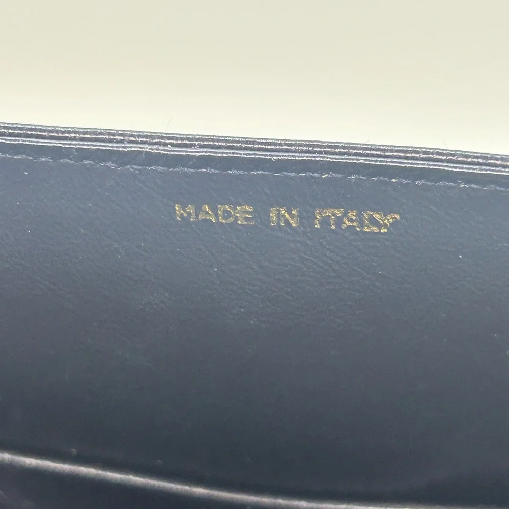 CHANEL Vintage Coco Mark Chain Navy Blue Lambskin Gold Chain Bag
